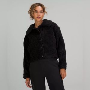 Lululemon Textured Fleece Button Jacket in Black NWOT